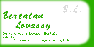 bertalan lovassy business card